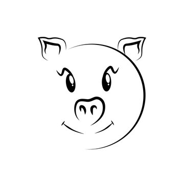 Cute pig face vector illustration