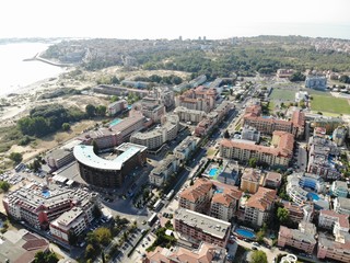 Obraz premium Bulgaria aerial photo of the beautiful hotel and city area of Sunny Beach near Nesebar