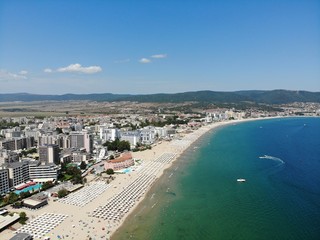 Fototapeta na wymiar Bulgaria aerial photo of the beautiful coastal area of Sunny Beach near Nesebar