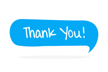 thank you - yellow speech bubble in doodle style