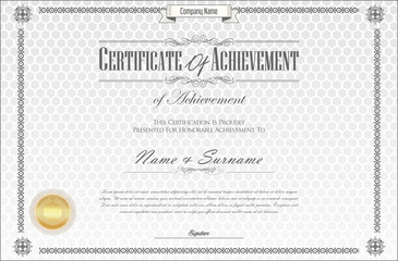 Certificate or diploma retro vintage template vector