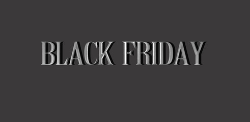 Black Friday sale event. Metallic 3d text on dark background. Web banner. Art illustration for sale booklets, price tags. leaflets, flyers, invitation cards