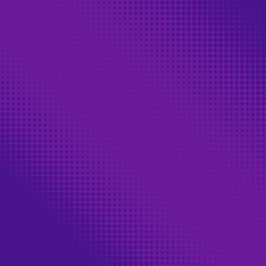 Purple halftone dots. Colorful geometric gradient for pop art designs. Dotted geometric retro pattern. Comic halftone background