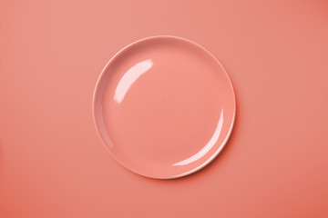 rose pastel plate on same colored background.