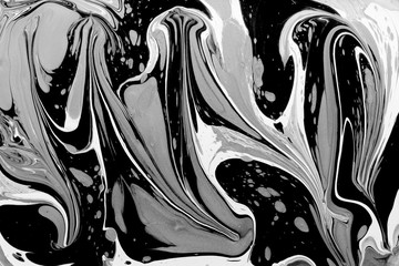 Marble ink pattern texture abstract background. black gold and white tone