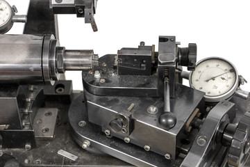 Fototapeta premium Manually operated lathe for making contact lenses.