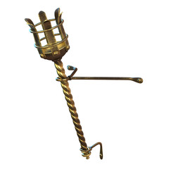 Medieval golden flare or torch, 3d illustration isolate