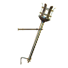 Medieval golden flare or torch, 3d illustration isolate