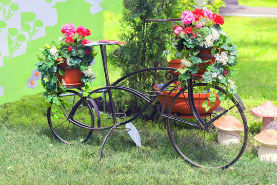 Decorative bike decorated with flower beds ..