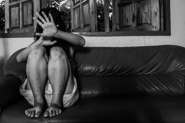 Victim of domestic violence, Human trafficking concept, End to violence against women.