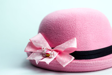 Isolated Pink Wool Bowler Hat on a White Background