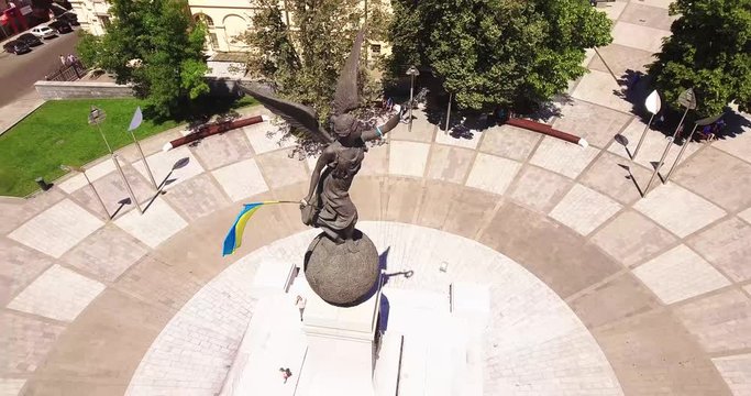 Monument to the 20th anniversary of the independence of Ukraine. "The Goddess of the Flight Nika". Kharkiv, the square of the Constitution.