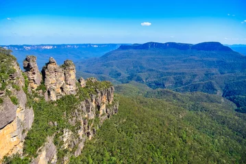 Wall murals Three Sisters Spectacular view over famous Three Sisters landmark from Echo Point lookout in Blue Mountains National Park near Sydney, Australia