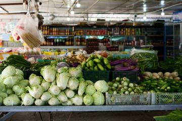 vegetables and fruits in a market in Thailand