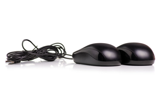 Two computer mice on white background. Isolation.