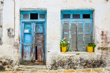 Vintage house entrance in Halki village, Naxos, Greece - obrazy, fototapety, plakaty
