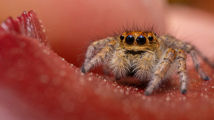 Araign&eacute;e sauteuse - Carrhotus xanthogramma femelle
