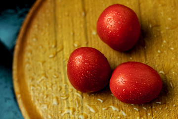 Red Tomatoes on a Wooden Tray