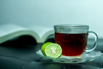 Leisure Activity with Tea and Book