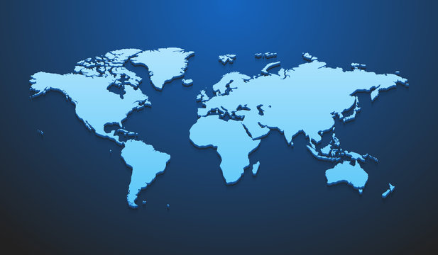 Vector Illustration Of World Map Mockup For Infographics On The Dark Blue Background