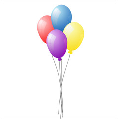 Bunch of colorful helium balloons isolated on transparent background. Vector illustration, eps 10