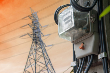 Electric meters that separated from the background in energy technology.