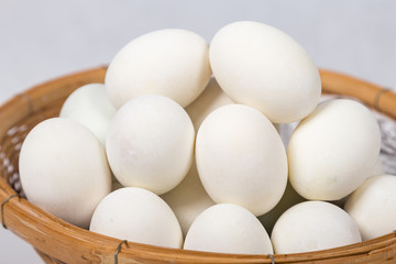 Duck egg on basket