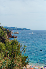 Beautiful Mediterranean sea coast with turquoise water near Blanes, Costa Brava, Catalonia, Spain. Summer landscape