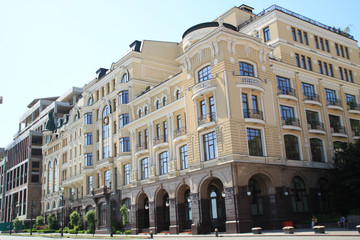 Obraz premium Old buildings of the city. Architecture of Kiev. Ukraine. Churches and ancient Austrian architecture. Traveling