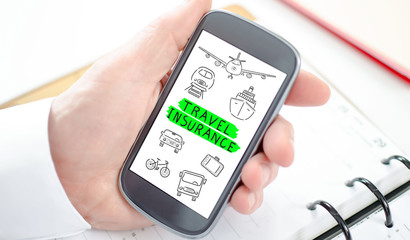 Travel insurance concept on a smartphone