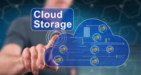 Man touching a cloud storage concept