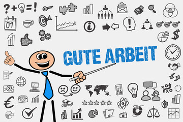 Gute Arbeit / Mann mit Symbole