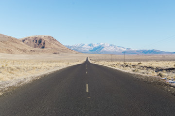Empty road through the desert in Eastern Oregon, USA