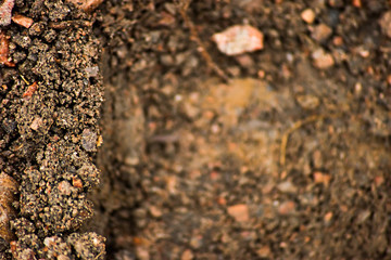Background with raw soil from above, soft focus