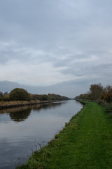 Fototapeta na wymiar Canal in England on overcast autumn day