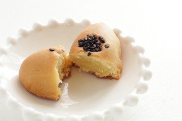 Japanese food, sweet potato and sesame cake