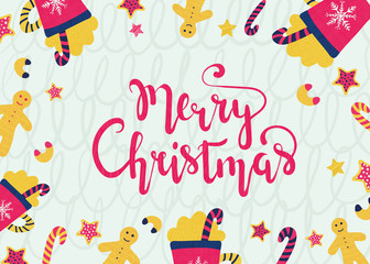 Vector illustration. Merry christmas card.