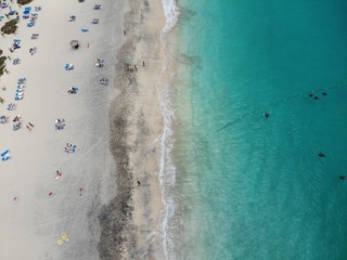 Cape Verde aerial view of the beautiful beaches at Santa Maria beach in Sal Island Cape Verde -...