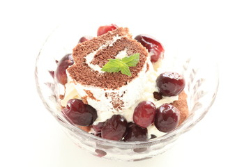 Grape and chocolate swiss roll for gourmet dessert image