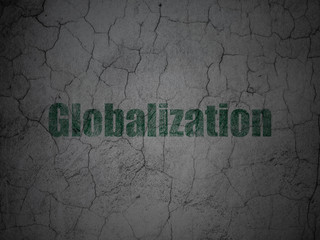 Business concept: Green Globalization on grunge textured concrete wall background