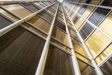 Fototapeta premium bottom view of the facade of a new high-rise building in the new area