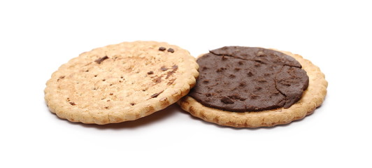 Chocolate cookie isolated on white background