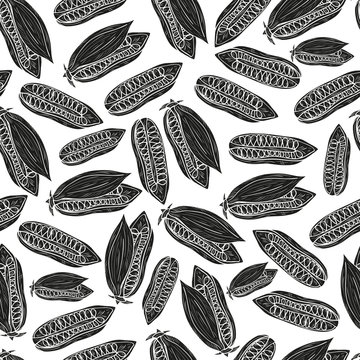 Sesame. Wallpaper, seamless. Ffruit. Sketch. Monochrome. Silhoue