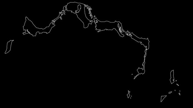 Turks and Caicos Islands map outline animation