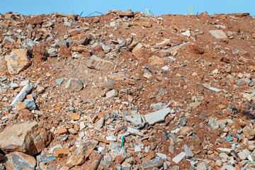 Construction and Demolition Debris. Blue sky background