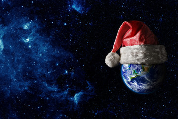 the earth is wearing a hat for christmas
