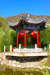 traditional Chinese style pavilion in the Panshan Mountain scenic spot, china