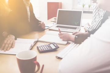 Fototapeta premium Taking notes with pen and pape, small business office