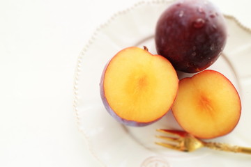 Naklejka na ściany i meble Japanese fruit, plum for healthy food iamge