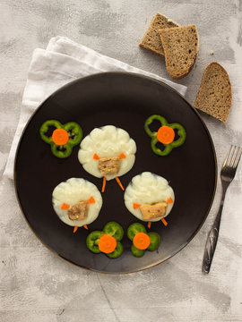  creative breakfast for child. food art. picture of food. sheeps